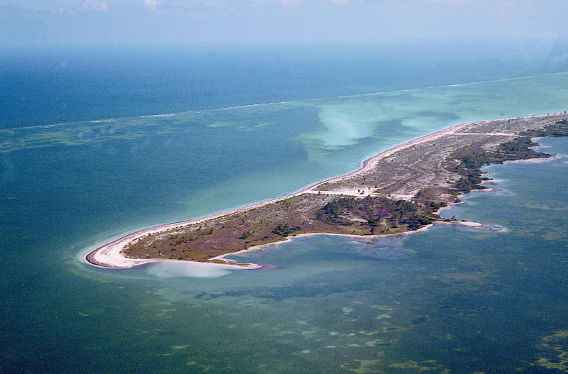 Aereal view of Holbox before construction of town.